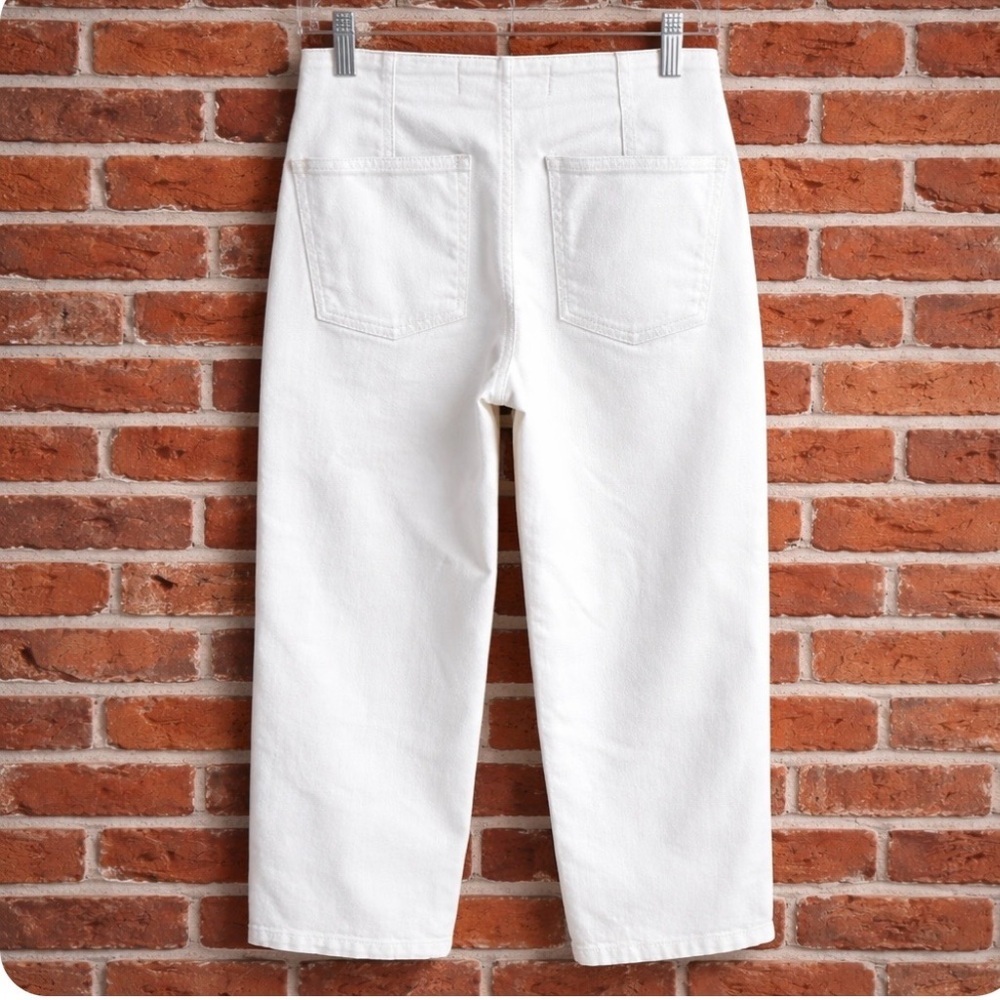 Veronica Beard Crosbie White Wide Leg Crop Jeans High Rise Button Fly 25 - Picture 3 of 8